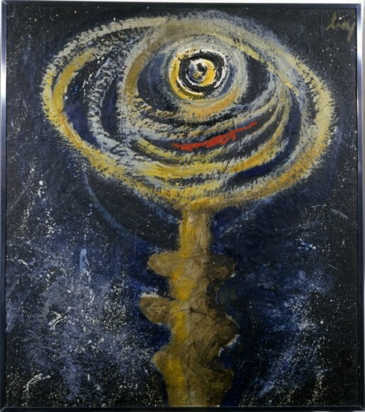 Baj, Enrico , Semaforo, 1954, smalto su tela, VAF 1410, Roverto, Mart