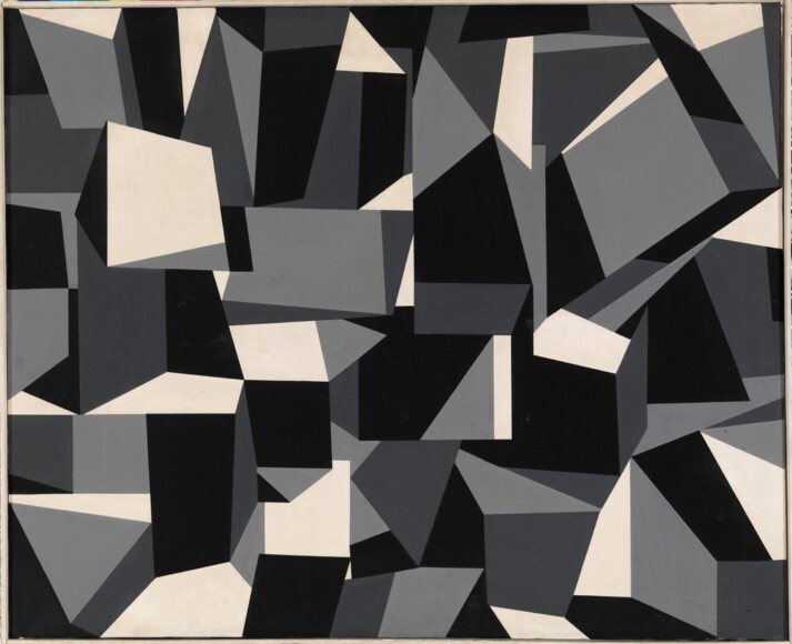 Ballocco, Mario , Asimmetria cristallografica , 1956 , olio su tela, VAF 51, Roverto, Mart