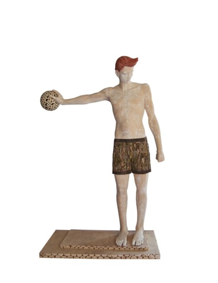 Balossi, Davide , non insistere , 2014, tiglio, platano, corteccia e acrilico , VAF 2468, Liguigli o via Cornaggia