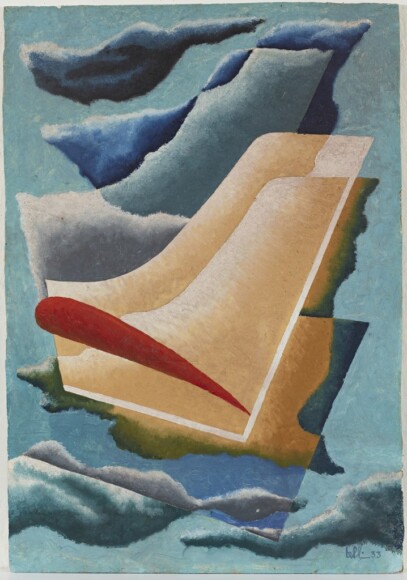 Belli, Domenico , Il timone perduto, 1933, olio su tavola, VAF 1985, Roverto, Mart