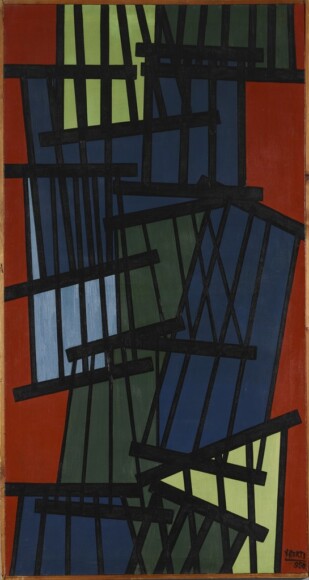 Berti, Vinicio , composizione, 1950, olio su tela, VAF 2451, Roverto, Mart