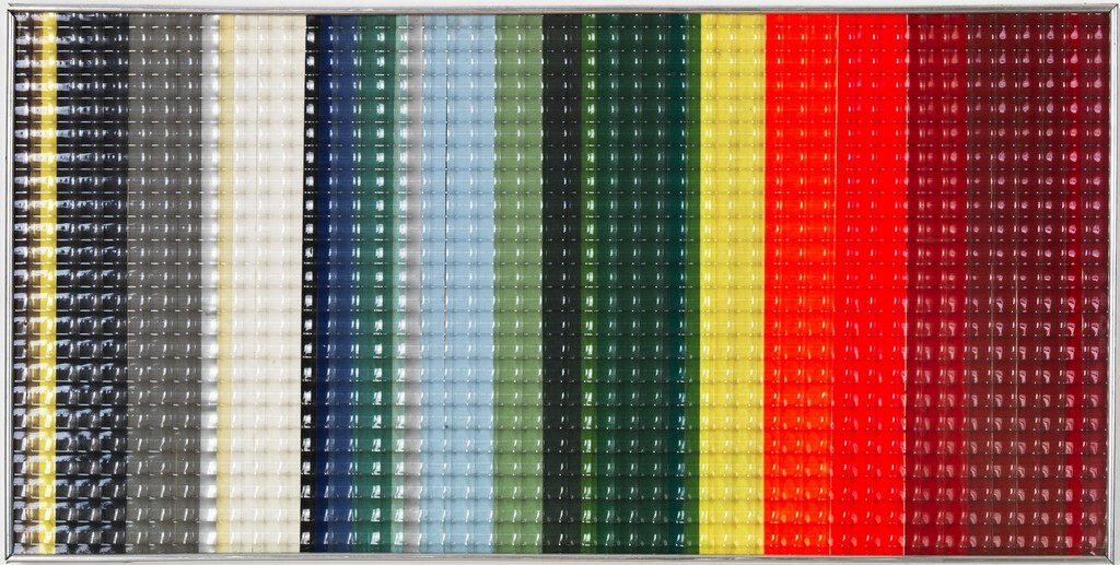 Borella, Rocco , Oggetto e colore, 1962, nastri adesivi e vetro stampato su compensato, VAF 1861, Roverto, Mart