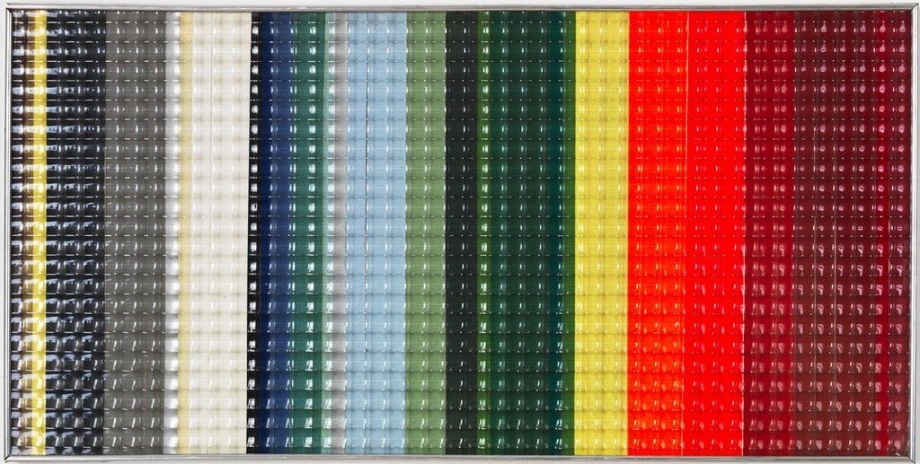 Borella, Rocco , Oggetto e colore, 1962, nastri adesivi e vetro stampato su compensato, VAF 1861, Roverto, Mart