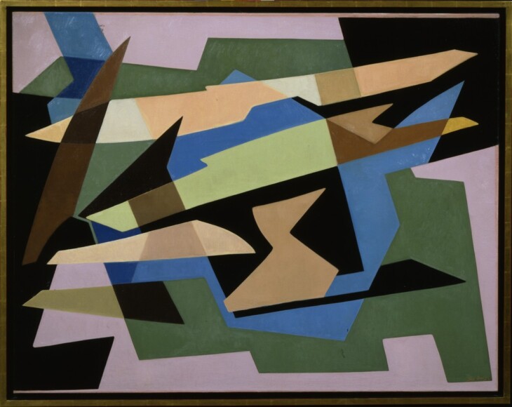 Bozzolini, Silvano , contrastes dans l'espace, 1951, olio su tela , VAF 2023, Roverto, Mart