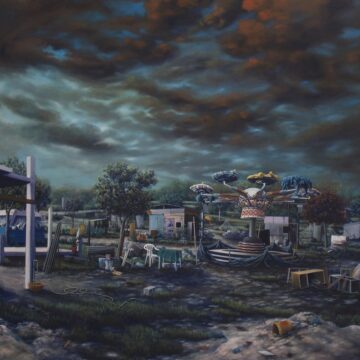 Caredda, Nicola, con navicella, 2015, acrilico su tela, VAF 2469, Rovereto, Magazzino VAF