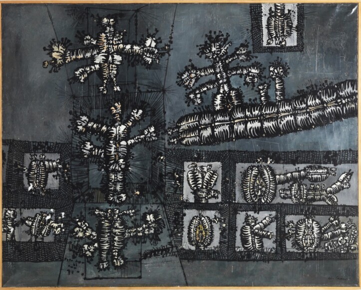 Carozzi, Gian , composizione I, 1952, tecnica mista su tela, VAF 1303, Roverto, Mart