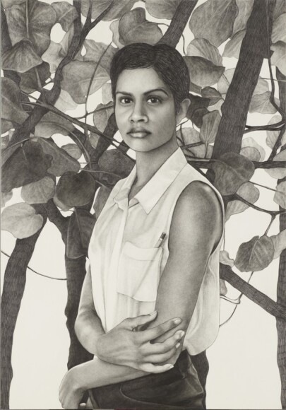 Cavagnoli, Mariacristina , autoritratto con matita , 2013, matita su carta, VAF 2342 , Roverto, Mart