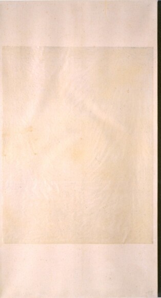 Cecchini, Vincenzo , Carta blu 12 (trittico), 1975, carta e cellophan krystal su tela di lino - trittico, VAF 1613, Rov. B 3 sopra