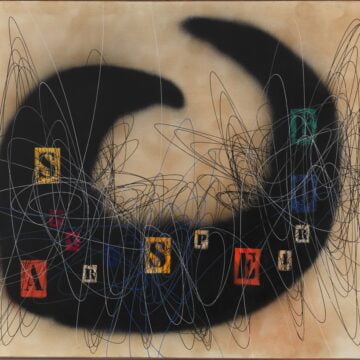 Crippa, Roberto , spirale con lettere, 1953, olio su tela, VAF 1208, Roverto, Mart