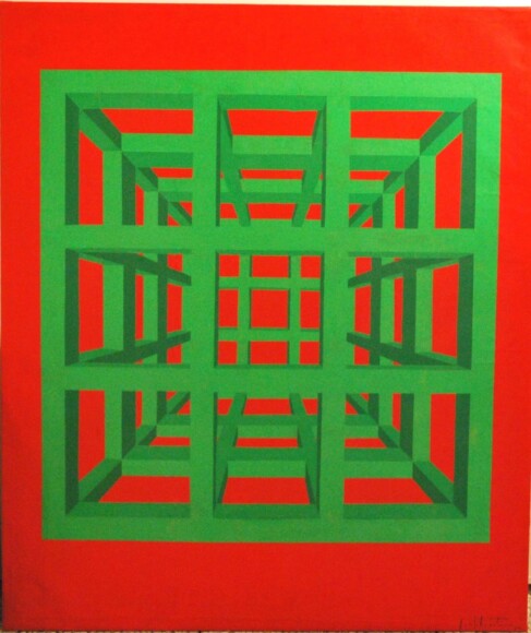 D'Agostino, Antonio , Gabbia , 1969, acrilico su tela , VAF 2345, Rov. A 0 sopra