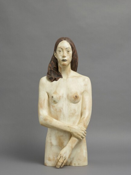 Demetz, Aron , busto di donna, 2008, legno di Tiglio, VAF 2143, Roverto, Mart