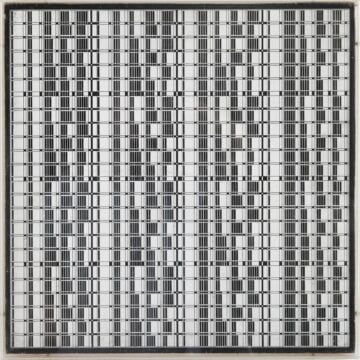 Di Luciano, Lucia , struttura operativa n. 7 - successione ritmica orizzontale e verticale dal nero al bianco , 1963, china e Morgan's paint su masonite, VAF 1676, Roverto, Mart