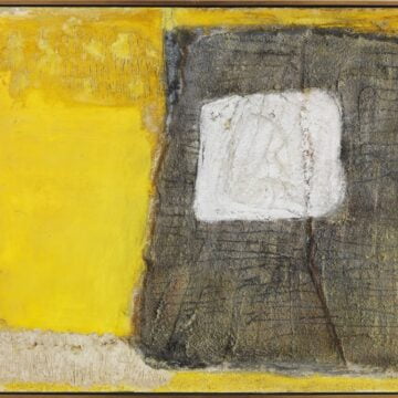 Donati, Enrico , fossil series "sundial", 1961, olio, polvere quarzo, sabbia su tela, VAF 1918, Roverto, Mart