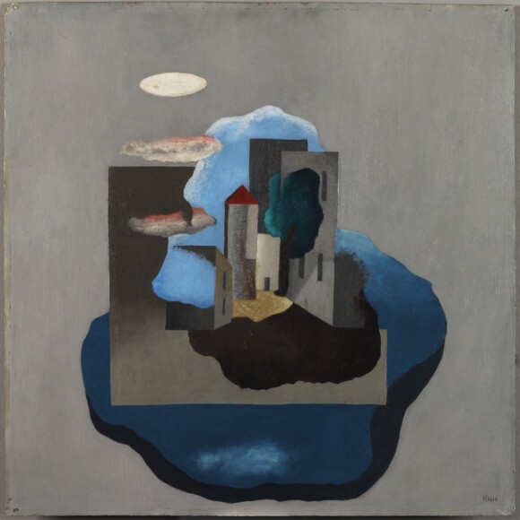 Fillia - Luigi Enrico Colombo, Paesaggio del Piemonte, 1929, olio su tavola, VAF 1987, Roverto, Mart