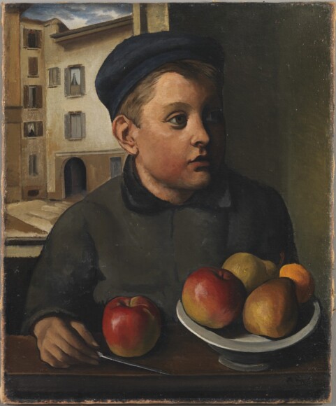 Funi, Achille , Ragazzo con le mele (Il fanciullo con le mele), 1921, olio su tela, VAF 2500, Roverto, Mart