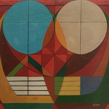 Garau, Augusto , due lune, 1947, olio su tela, VAF 2092, Roverto, Mart