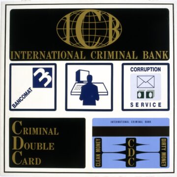 Garbelli, Francesco Maria , international criminal bank, 1995, selbstklebende Folie auf Forex, VAF 1213, Roverto, Mart