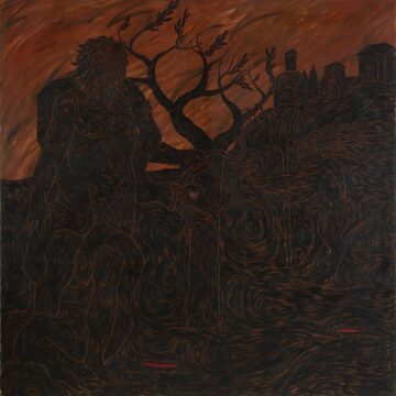 Gatti, Walter, Ercole e il piccolo demone, 1985, olio su tela, VAF 2476, Rovereto, Magazzino VAF