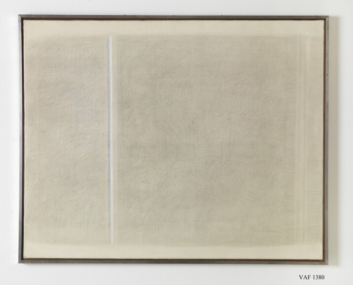 Guarneri, Riccardo , superficie grafica con due verticali no. 46, 1963, tecnica mista su tela, VAF 1380, Roverto, Mart