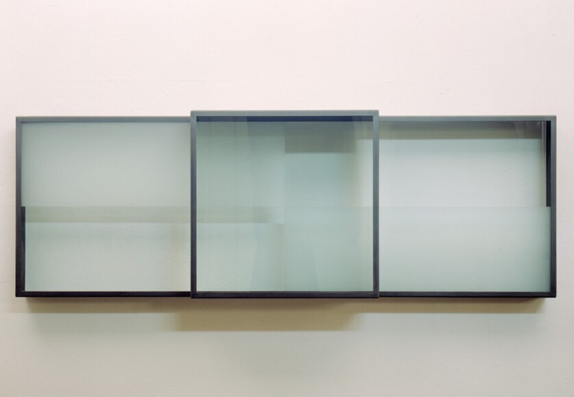 La Fosca, Francesco , Quartus, 1990, Stahlblechrahmen mit bearbeiteter Glasscheibe, VAF 410, Roverto, Mart