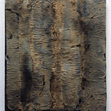 La Pietra, Ugo , tracce, 1960, carta su legno e fuoco, VAF 1664, Roverto, Mart