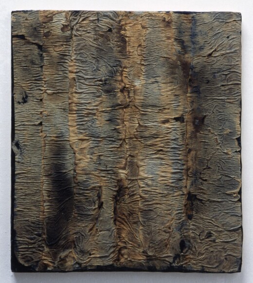 La Pietra, Ugo , tracce, 1960, carta su legno e fuoco, VAF 1664, Roverto, Mart