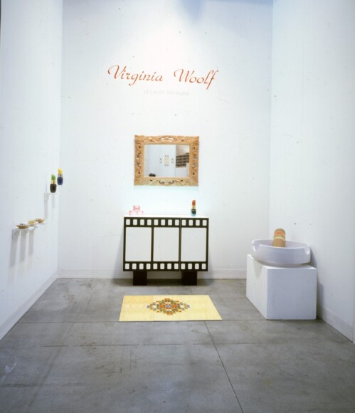 Laveri-Marsiglia , Virginia Woolf, 2007, div., ceramica, specchio, legno, VAF 1498, Liguigli o via Cornaggia