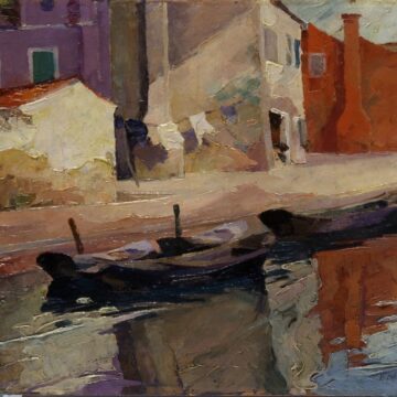 Lazzari, Bice , casa e canali di Burano, 1927, olio su tavola, VAF 1209, Roverto, Mart