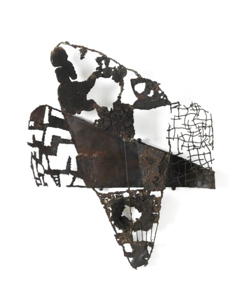 Mannucci, Edgardo , Idea N. 2, 1952/53, lamina di bronzo, filo di ottone Scorie di bronzo fuso, VAF 1551, Roverto, Mart