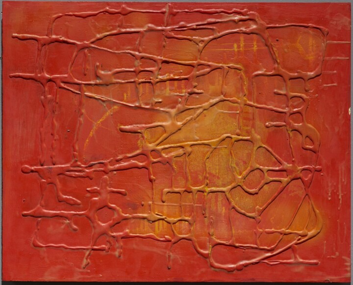 Mannucci, Edgardo , Rilievo rosso, 1955/56, tecnica mista su tavola, gesso colla cera e smalto, VAF 2306, Roverto, Mart