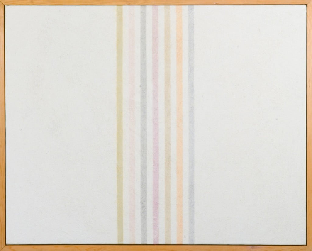 Marchegiani, Elio , grammature di colore I, 1973, supporto intonaco su tela, VAF 1468, Rov. A 3 sotto