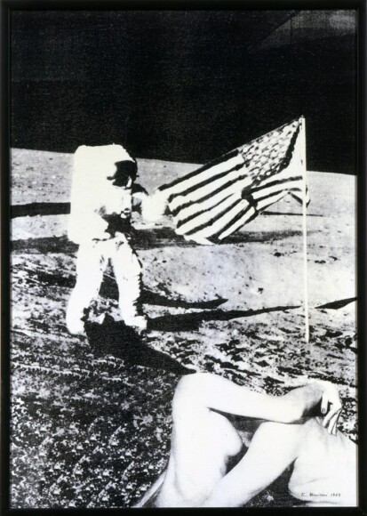 Mariani, Elio , lo sbarco, 1969, Mec-art - tela emulsionata, VAF 1645, Roverto, Mart