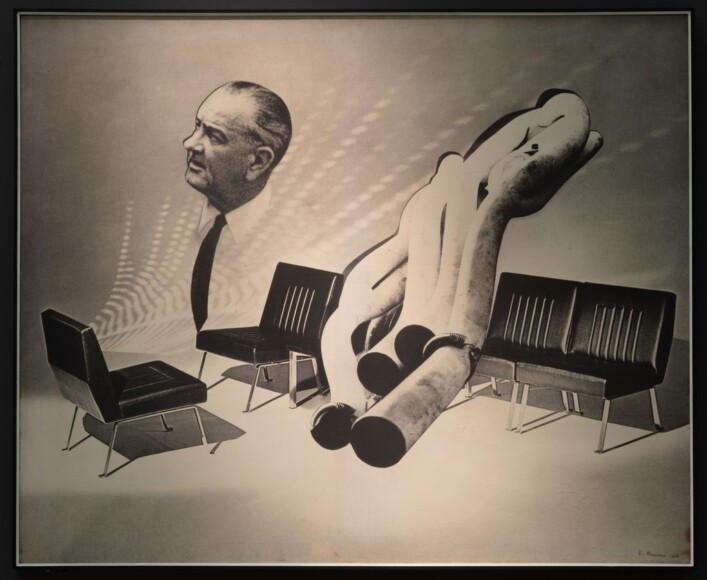 Mariani, Elio , Johnson alla camera operativa, 1968, tela emulsionata, VAF 1727, Roverto, Mart