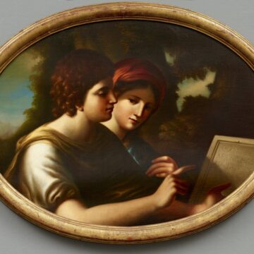 Mariani, Carlo Maria , scena allegorica o Amant Se Artes, 1977, olio su tela, VAF 1845 , Roverto, Mart