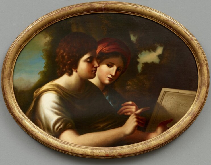 Mariani, Carlo Maria , scena allegorica o Amant Se Artes, 1977, olio su tela, VAF 1845 , Roverto, Mart