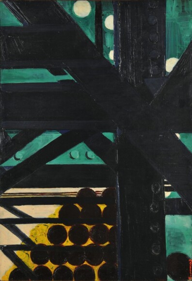 Maselli, Titina , fruit market downtown, 1954, olio su tavola, VAF 2091, Roverto, Mart