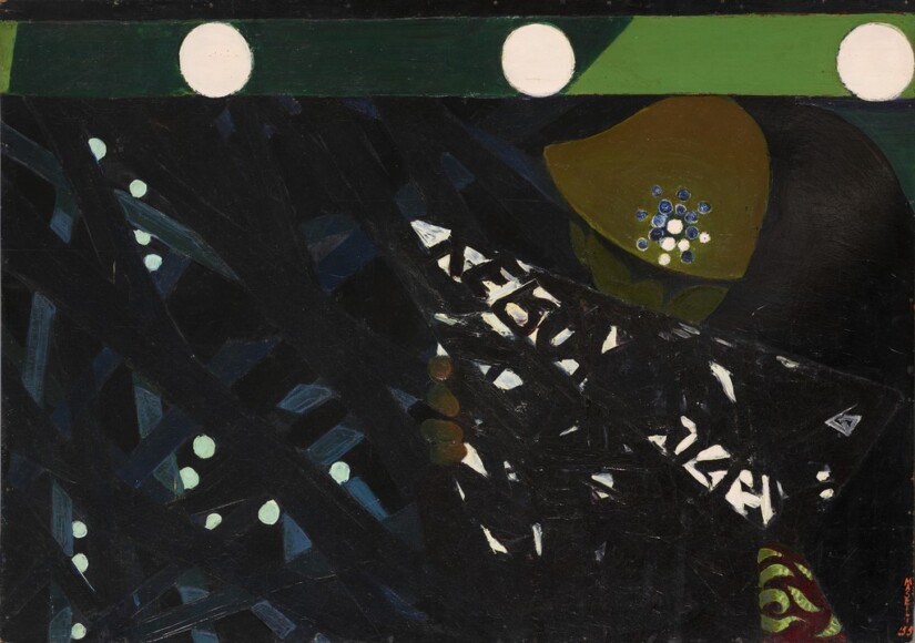 Maselli, Tina , treno sotterraneo, 1955, olio su tavola, VAF 2309, Roverto, Mart