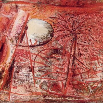 Meneguzzo, Franco , Grand Hotel et Des Palmes 14 luglio 1933 (Hommage a Roussel), 1959, olio su tela, VAF 817, Rov. A 4 mezzo