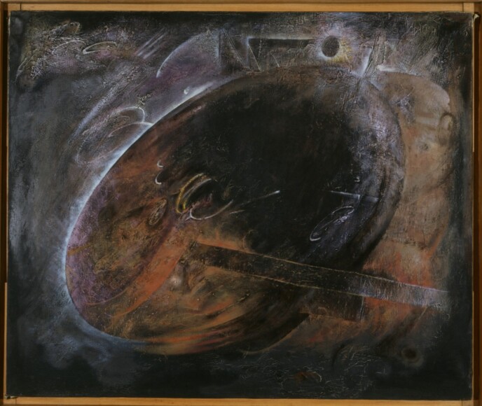 Meneguzzo, Franco , quando piccole quantità di materia Si trasformano in energia, 1960, olio su tela, VAF 1176, Roverto, Mart