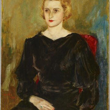 Monti, Cesare , la moglie sulla poltrona rossa, 1938, olio su tela, VAF 2206, Roverto, Mart