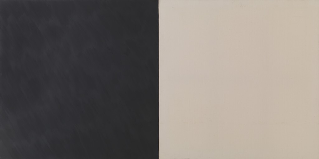 Morales, Carmengloria , dittico R-11-1, 1973, piombaccine con vinavil molto liquido su tela 29.11.07 lt. Morales, VAF 1544, Roverto, Mart