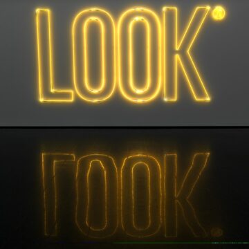 Nannucci, Maurizio , look, 2005, neon, colore giallo, VAF 1600, Roverto, Mart