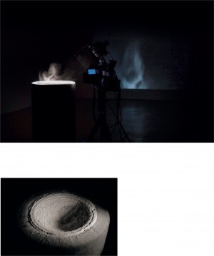 Novello, Maria Elisabetta , causa - effetto, 2007, cenere, cassa acustica e minospeaker, VAF 2119, Liguigli o via Cornaggia