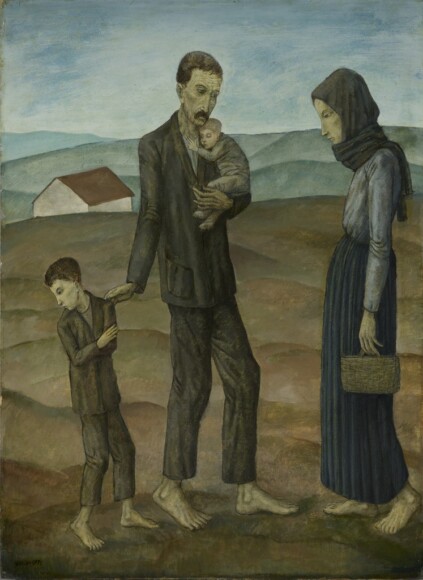 Oppi, Ubaldo , Miseria (I profughi, Famiglia), 1914, olio su cartone, VAF 2423, Roverto, Mart