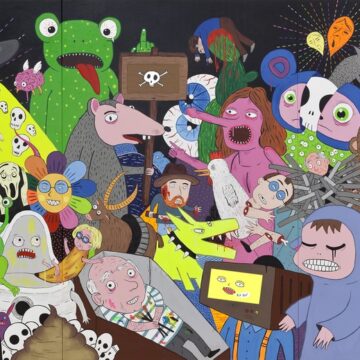 Paperina, Laurina , The Amazing Art World , 2013, animaione zu n. 4 monitor, pennarelli e colori a base d'acqua su n. 3 panelli di legno , VAF 2310, Roverto, Mart