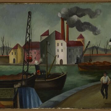 Paresce, René , Il porto, 1923, olio su tavola, VAF 2530, Roverto, Mart