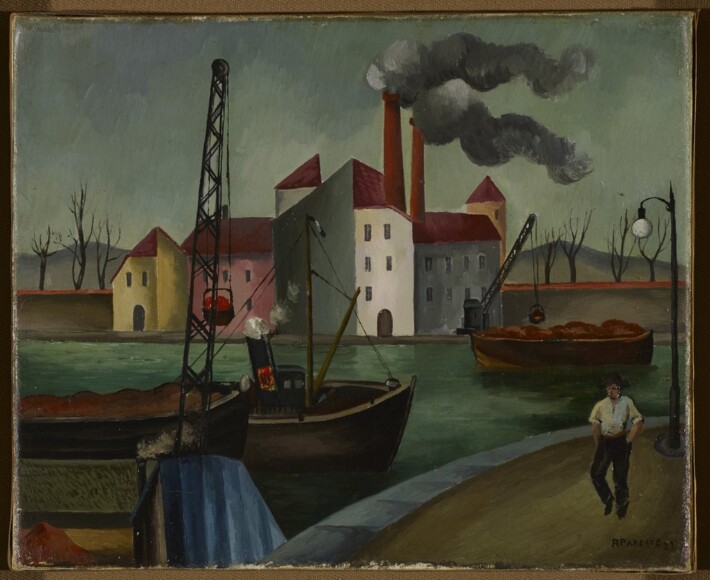 Paresce, René , Il porto, 1923, olio su tavola, VAF 2530, Roverto, Mart