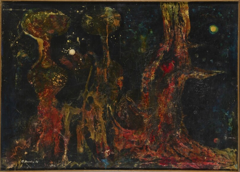 Persico, Mario , gli innamorati e la quercia, 1956, olio su tela, VAF 2418, Roverto, Mart