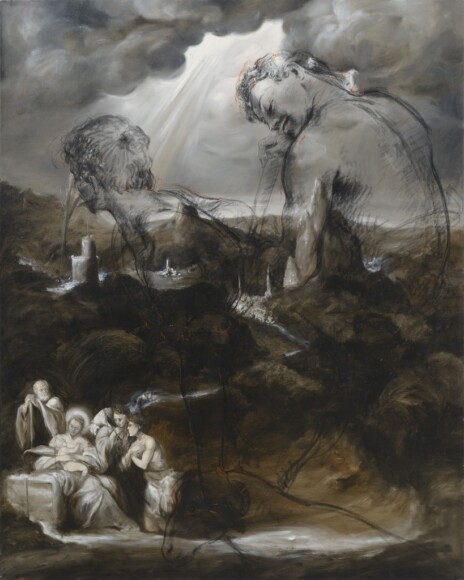 Pulini, Massimo , Federico adora Andrea , 1988, olio e carbone su tela , VAF 2395, Rovereto, Magazzino VAF