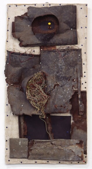 Raccagni, Andrea , guerriero, 1959, collage di ferri, VAF 1696, Roverto, Mart